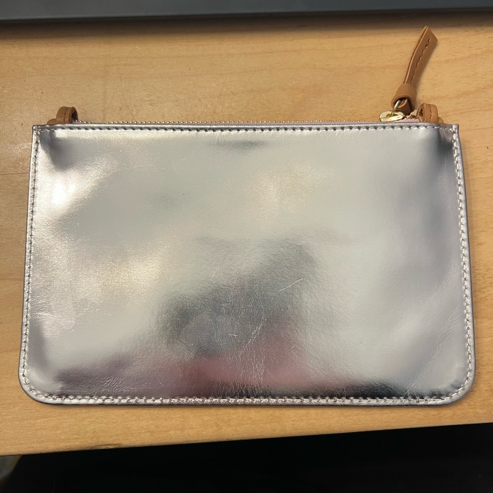 Clare V. Margot Wallet clutch in silver specchio